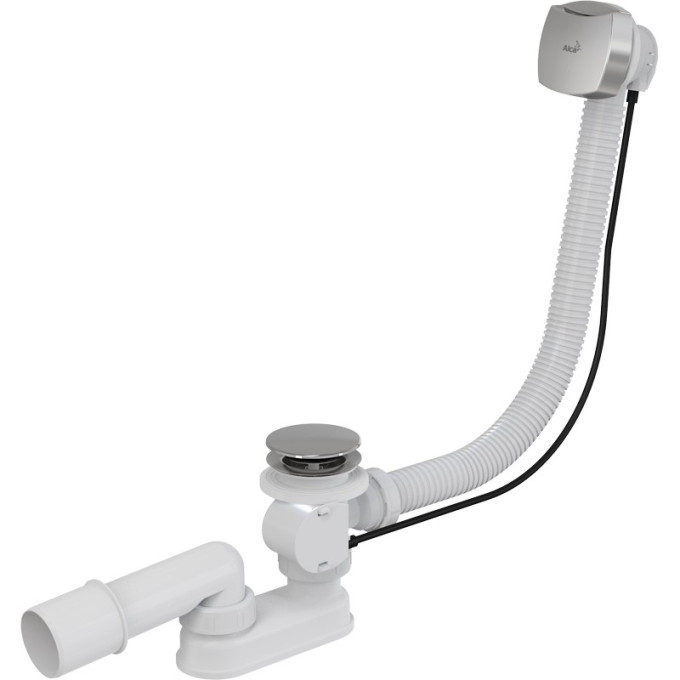 Сифон ALCAPLAST A51CRM-120 для ванны автомат, комплект, хромированный пластик/пластик, длина 120 см